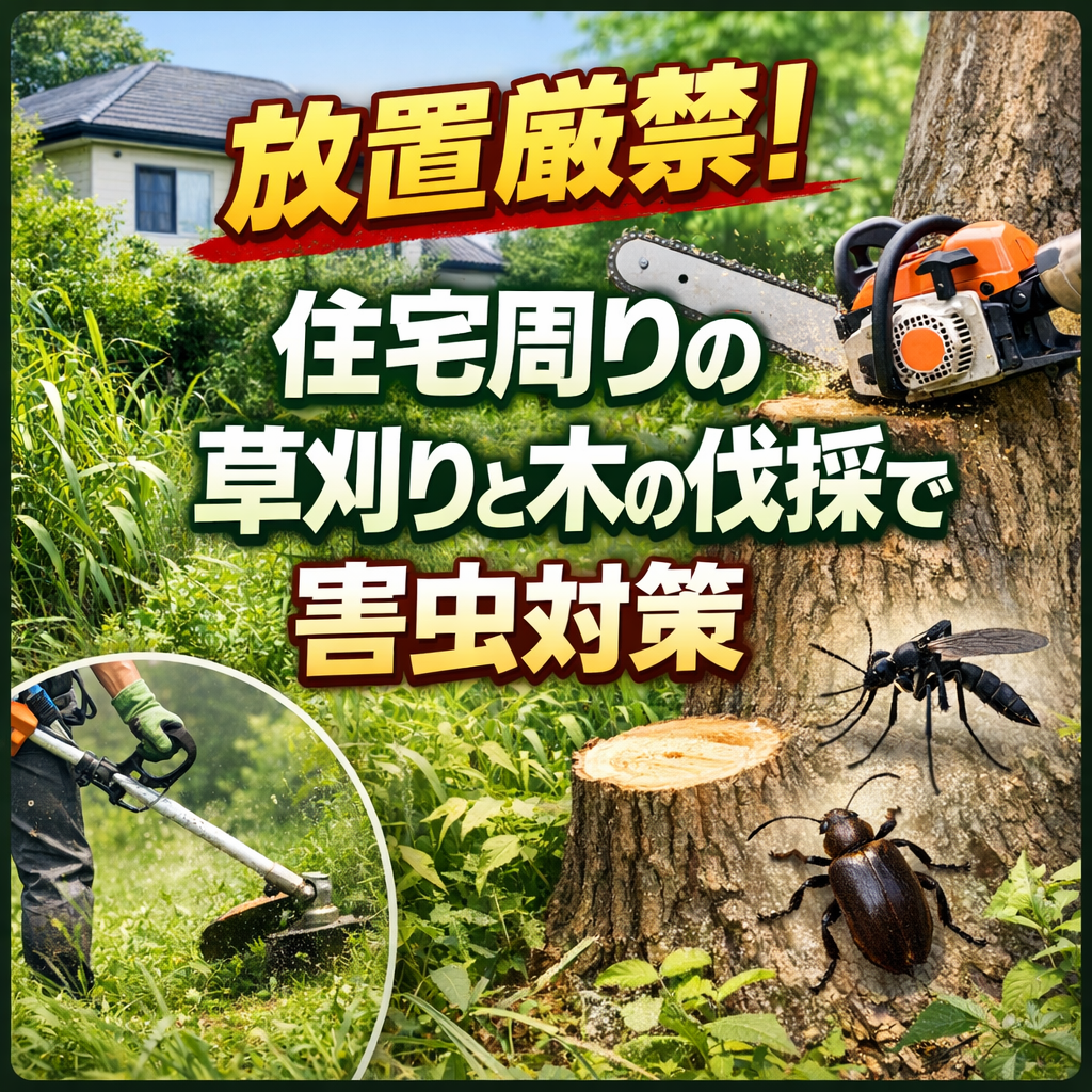 放置厳禁！住宅周りの草刈りと木の伐採で害虫対策