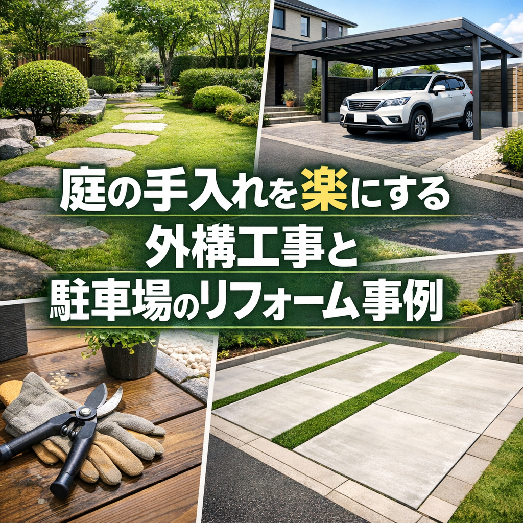 庭の手入れを楽にする外構工事と駐車場のリフォーム事例